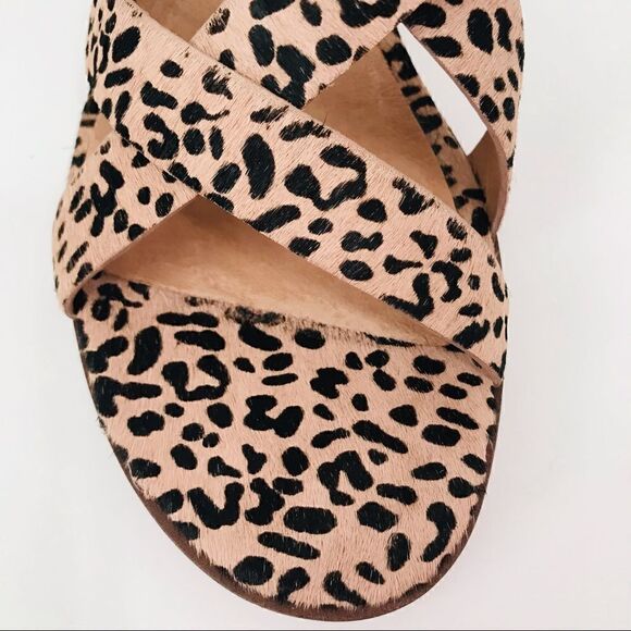 New! Madewell The Alyssa Sandal Leather Leopard Spotted Calf Hair Block Sandals - Picture 6 of 14